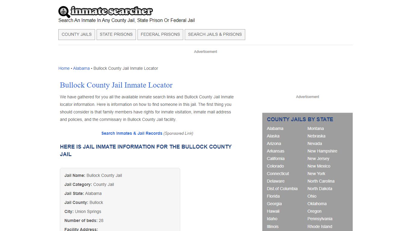 Bullock County Jail Inmate Locator - Inmate Searcher